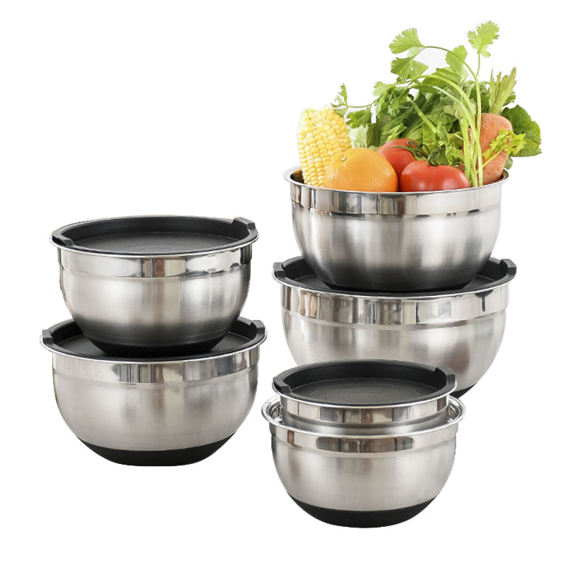 Stainless Steel Mixing  Bowls Silicone Handle and Non-Slip