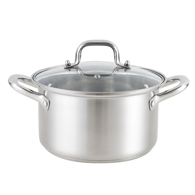 Cookware 5 Quart Stock Pot Stainless Steel Pasta Soup Glass Lid