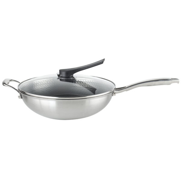 YUTAI 13.4 inch 18-10 Stainless Steel Multi-Ply Clad Wok ,Dishwasher and Oven Safe