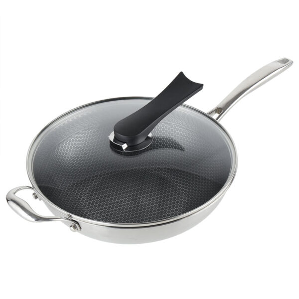 YUTAI 13.4 inch 18-10 Stainless Steel Multi-Ply Clad Wok ,Dishwasher and Oven Safe