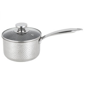 YUTAI 304 stainless steel hammered saucepan with tempered glass lid