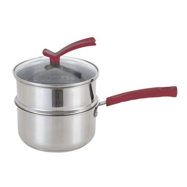 YUTAI Two-layer Stainless Steel Saucepan With Glass Lid 16-18cm SUS316