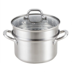 Yutai Stock Pot Stainless Steel Pot with Double Handle, Soup Cooking Pot with steamer ,Induction Compatible